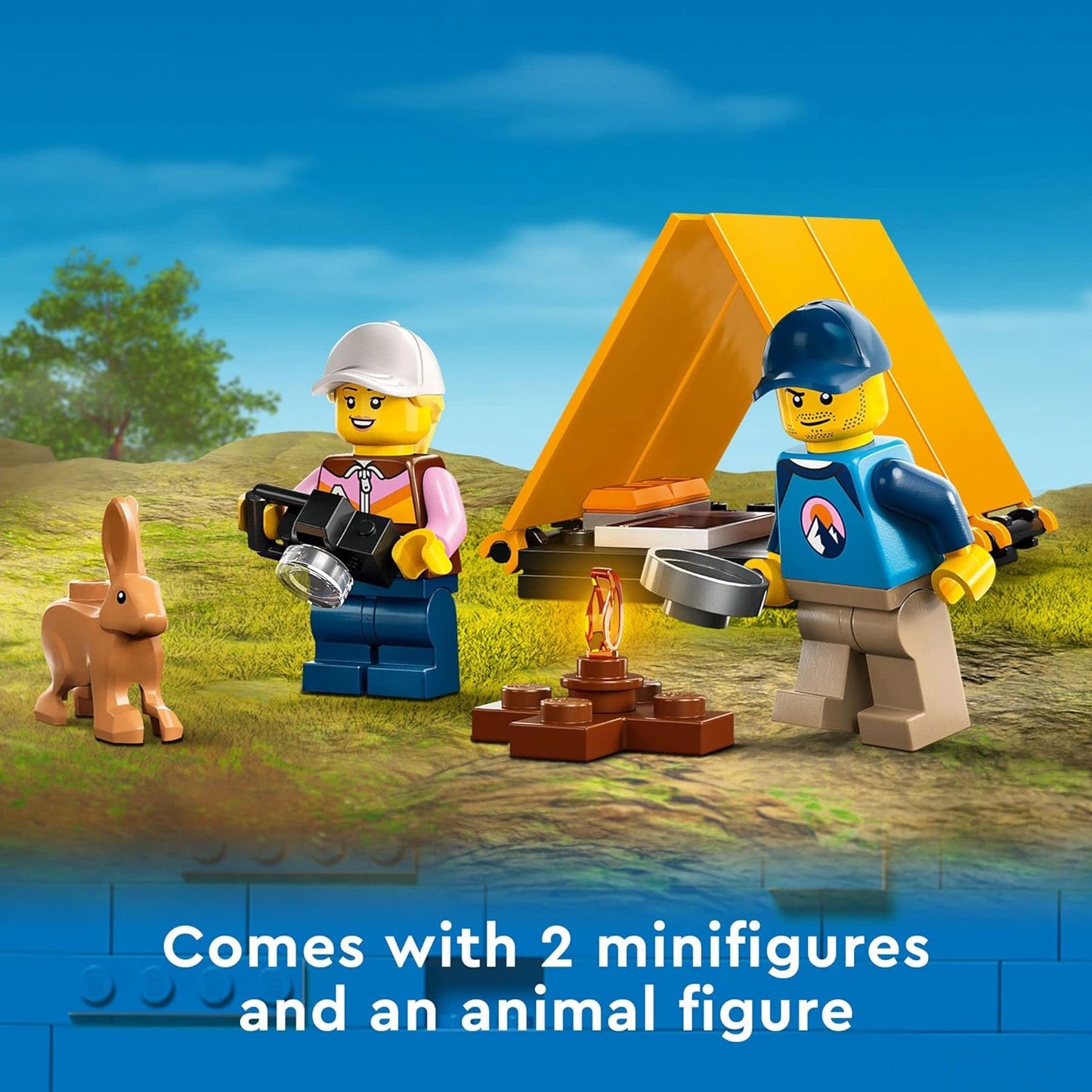 LEGO City 4x4 Off-Roader Adventures 60387 Building Toy - Camping Set Including Monster Truck Style Car with Working Suspension and Mountain Bikes 2 Minifigures Vehicle
