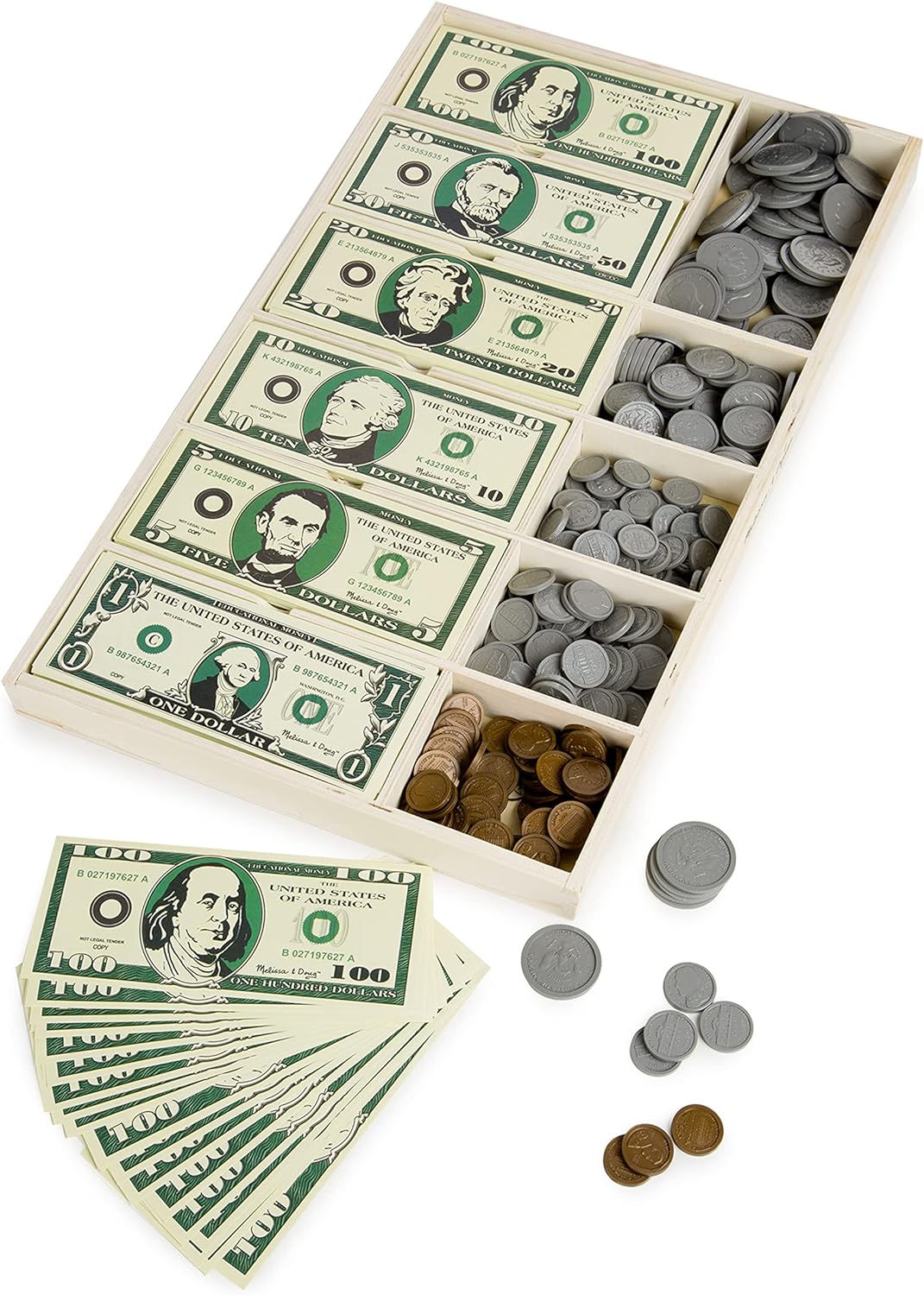 Melissa & Doug Melissa Doug Play Money Set - Educational Toy With Paper Bills and Plastic
