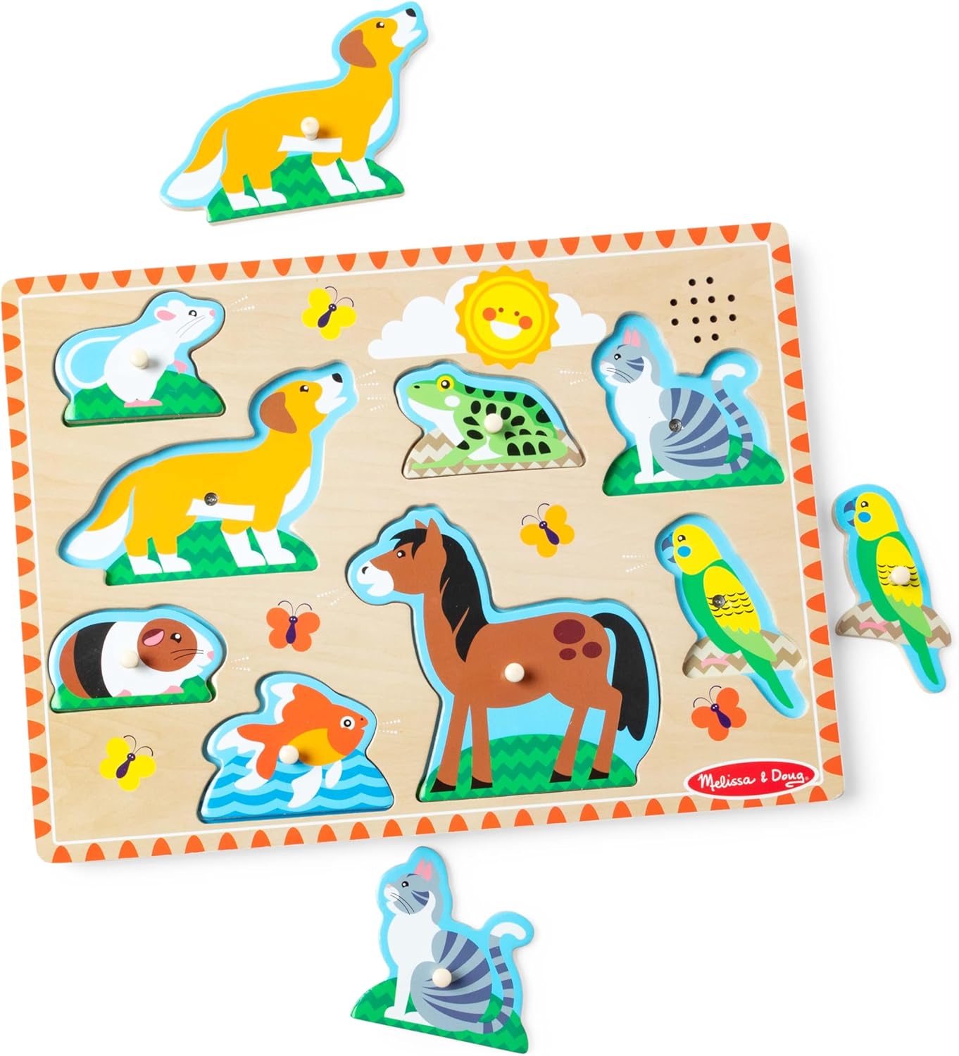 Melissa & Doug Melissa Doug Pets Sound Puzzle - Wooden Peg Puzzle With Sound Effects 8 pcs