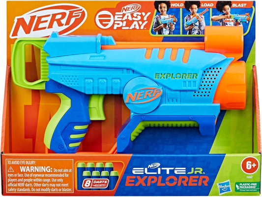 NERF Elite Junior Explorer Easy-Play Toy Foam Blaster 8 Darts for Outdoor Ages 6 Up