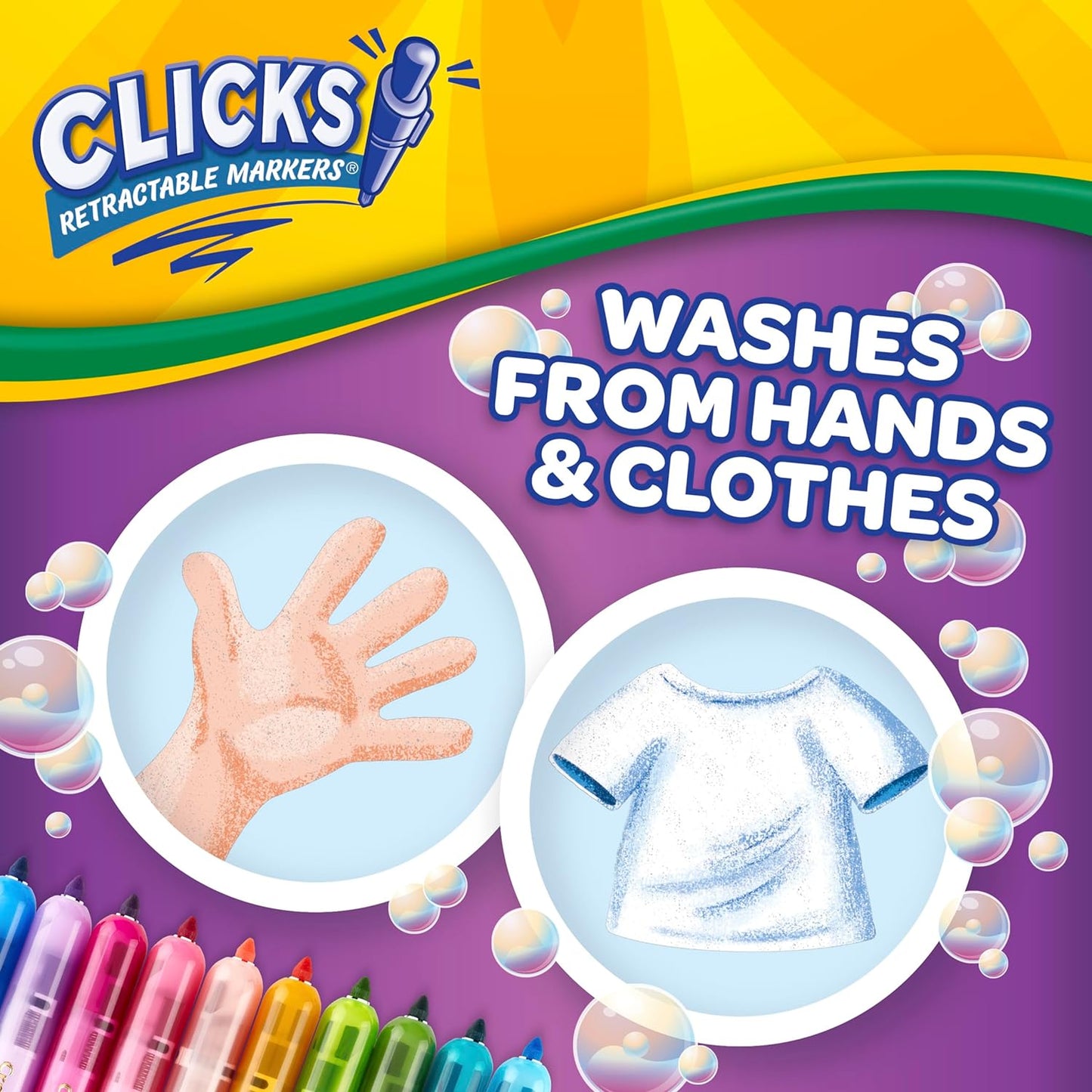 Crayola Clicks Retractable Markers 10ct No Dry Washable Markers for Bold Colors Click