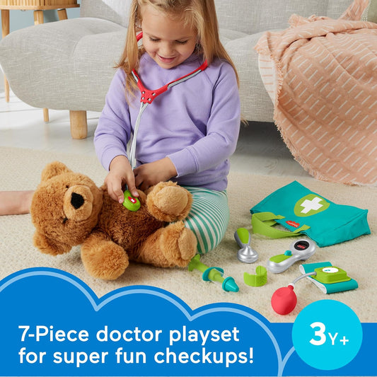 Fisher-Price Preschool Pretend Play Medical Kit 7-Piece Doctor Bag for Ages Years