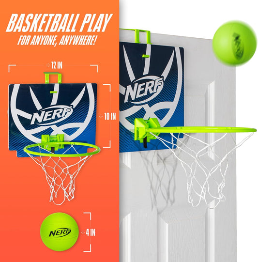 Nerf Nerfoop - The Classic Mini Foam Basketball and Hoop - Hooks On Doors - Indoor and