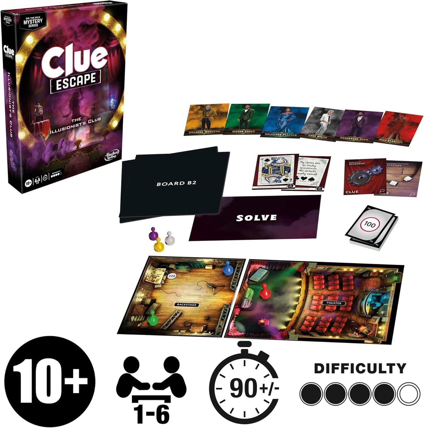 Hasbro Gaming Clue Escape The Illusionist's Club Board Game