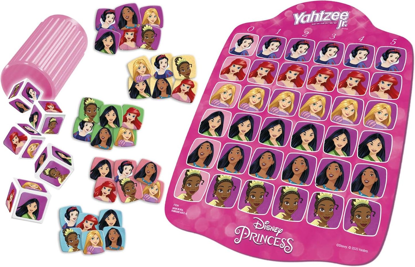 Hasbro Gaming Yahtzee Jr. Disney Princess Edition Dice Game Counting Matching for 2-4