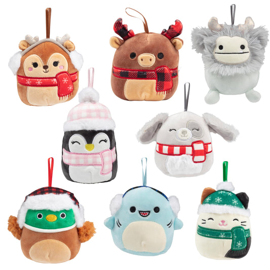 Squishmallows 4 Mini Hanging Winter Decorations 8-Pack - Official Jazwares Plush