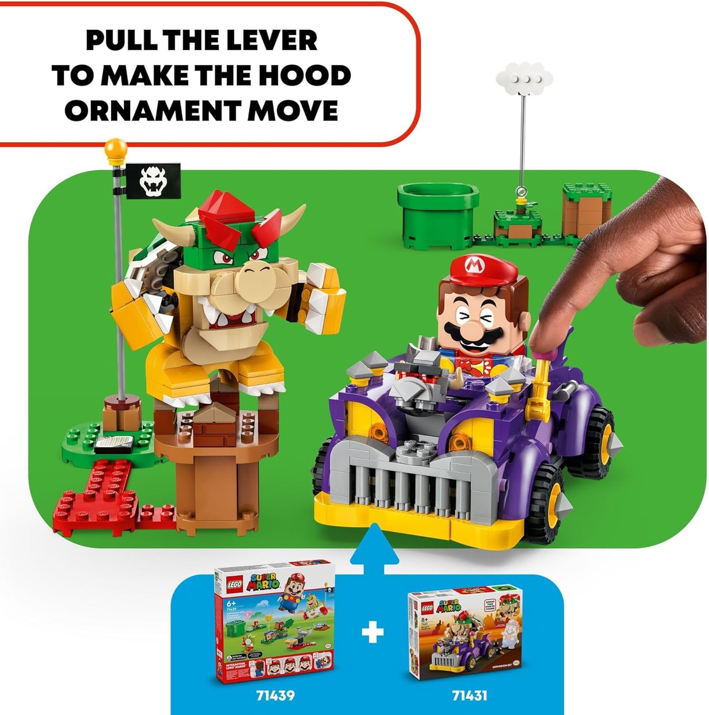 LEGO Super Mario Bowser's Muscle Car Expansion Set Bowser Toy for Boys Girls and Gamers