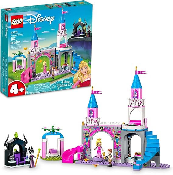 LEGO Disney Princess Aurora's Castle Building Toy Set 43211 Disney Princess Toy with Sleeping Beauty Prince Philip and Maleficent Mini-Doll