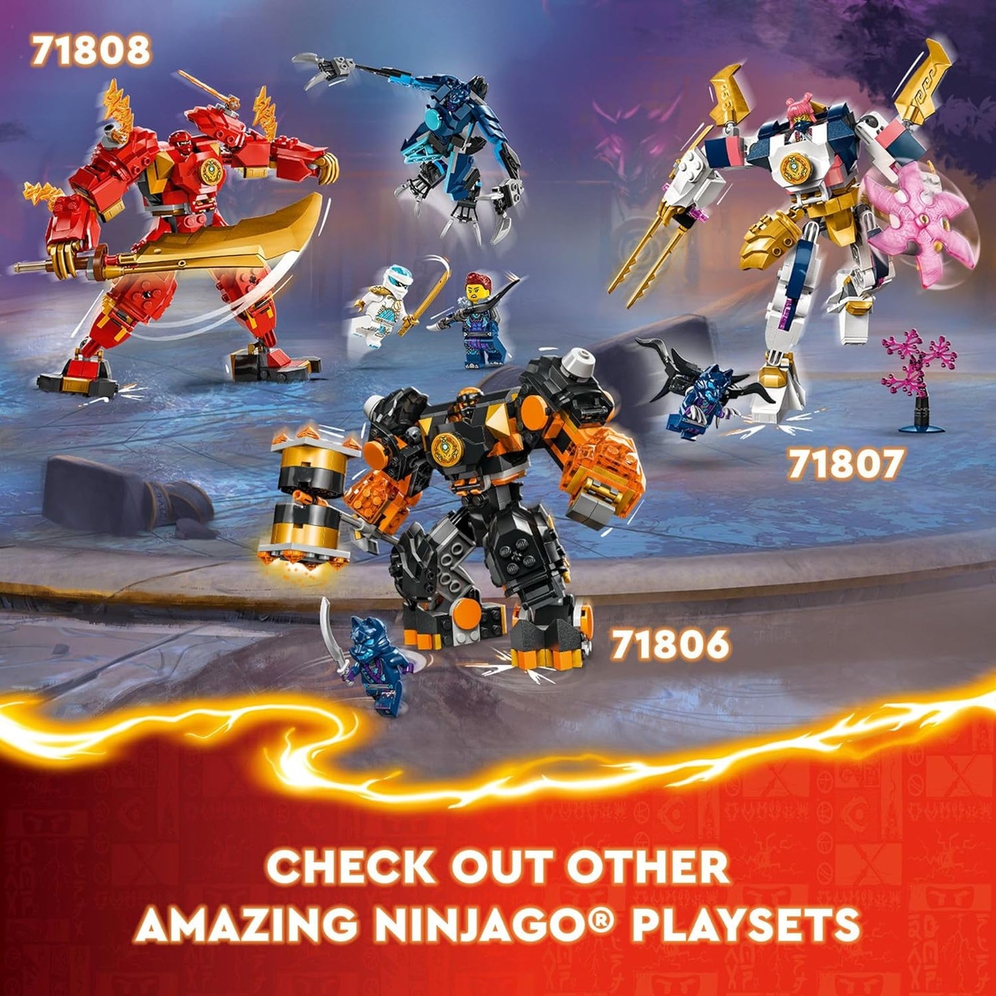 LEGO NINJAGO Kai's Elemental Fire Mech Action Figure Mini Ninja Toy for with Customizable
