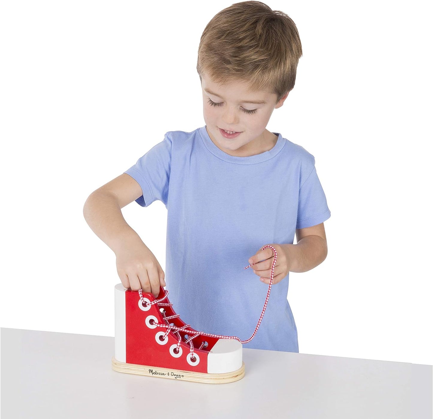 Melissa & Doug Melissa Doug Deluxe Wood Lacing Sneaker - Learn to Tie a Shoe Educational