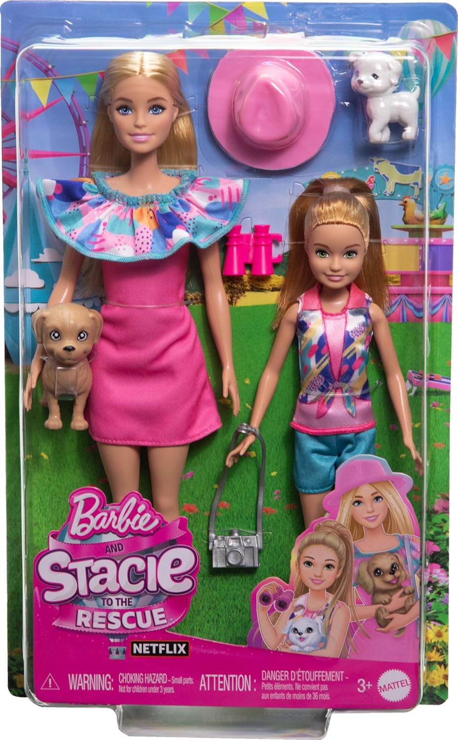 Barbie Stacie Doll Set with 2 Pet Dogs Dolls with Blonde Hair Blue Eyes Summer Clothes