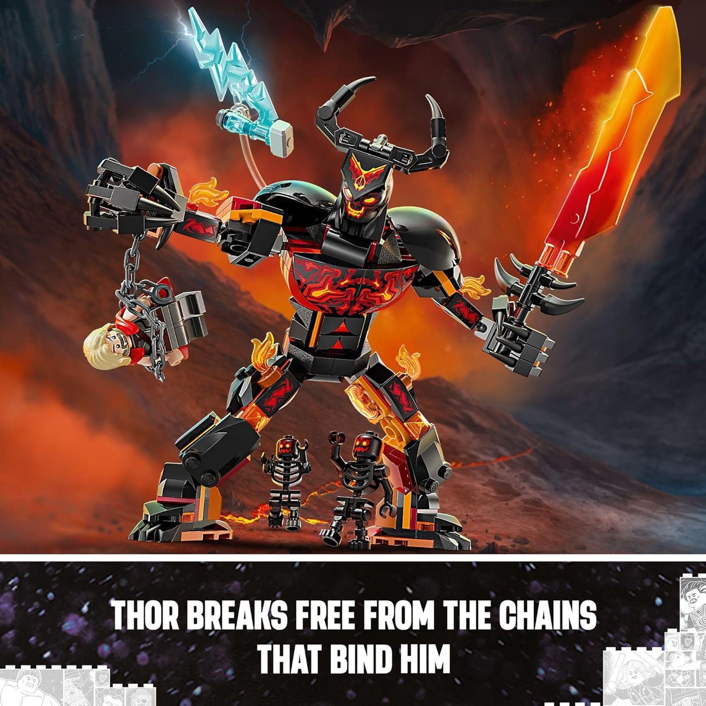 LEGO Marvel Thor vs. Surtur Construction Figure Buildable Thor Super Hero Toy for Marvel Action Figure Playset