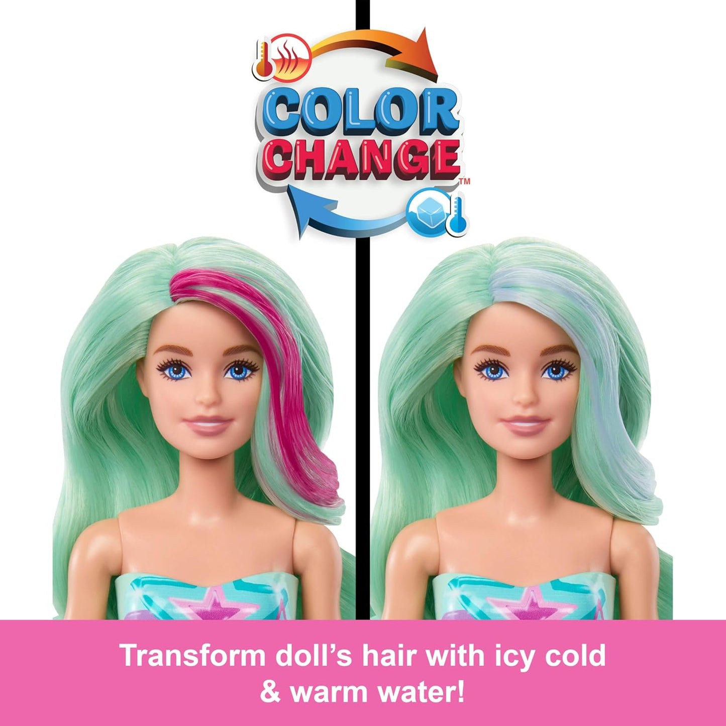 Barbie Color Reveal Doll with 6 Unboxing Surprises Mermaid Series with Color-Change Bodice