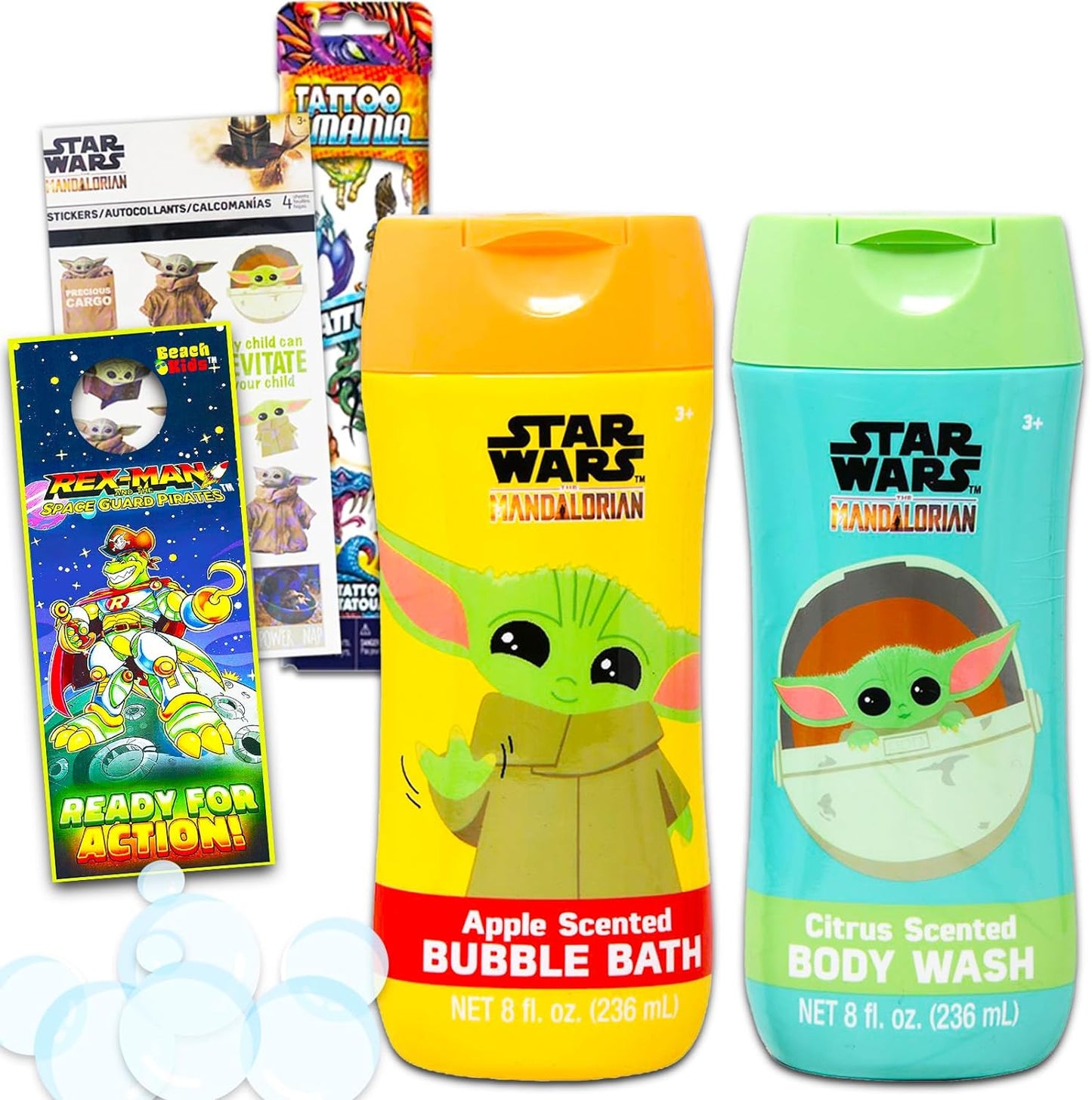 STAR WARS Baby Yoda Bathroom Set for Toddlers - 5 Pc Baby Yoda Body Wash Bubble Bath Plus