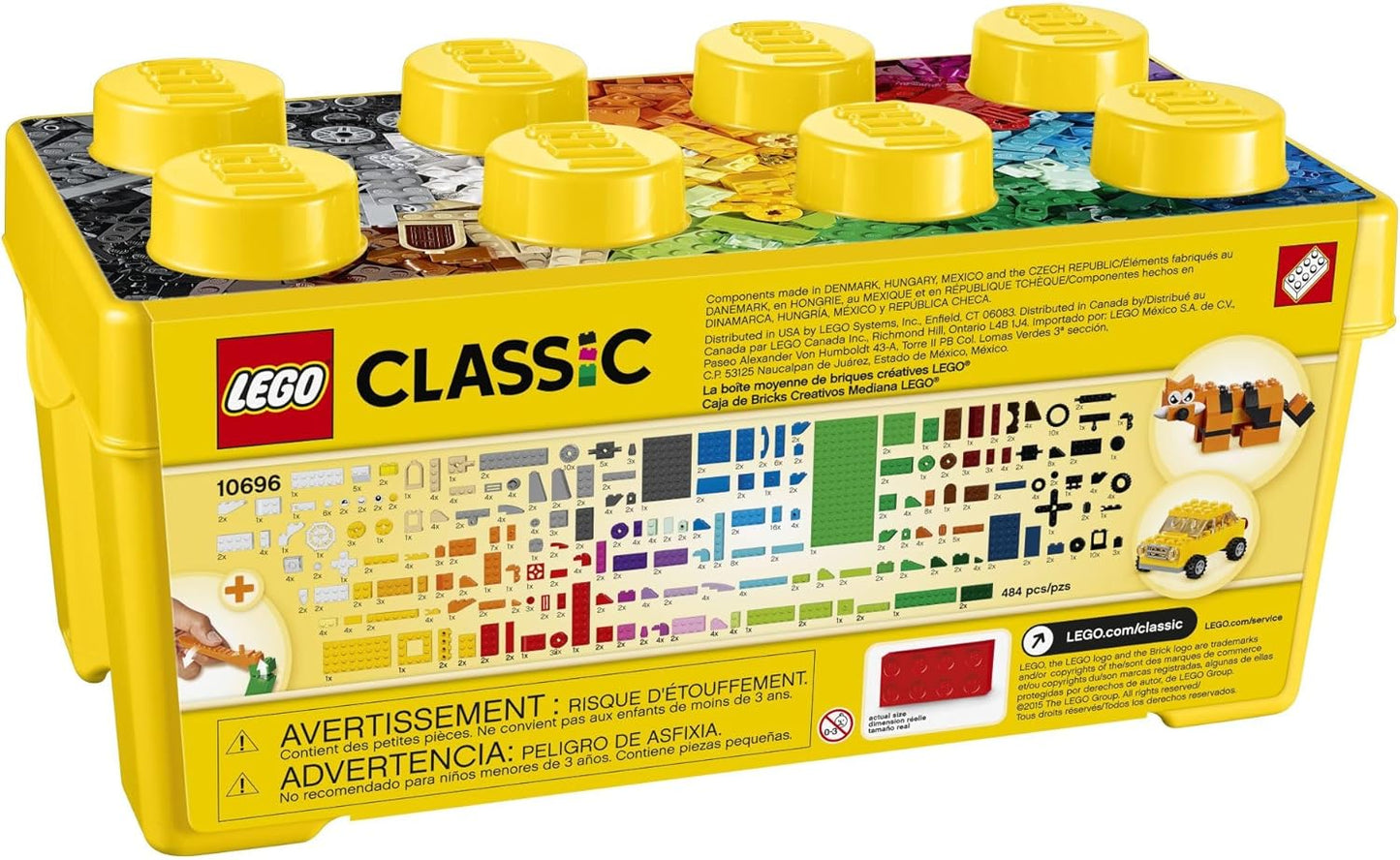 LEGO Classic Medium Creative Brick Box 10696 Building Toy Set - Featuring Storage Includes Train Car and a Tiger Figure and Playset