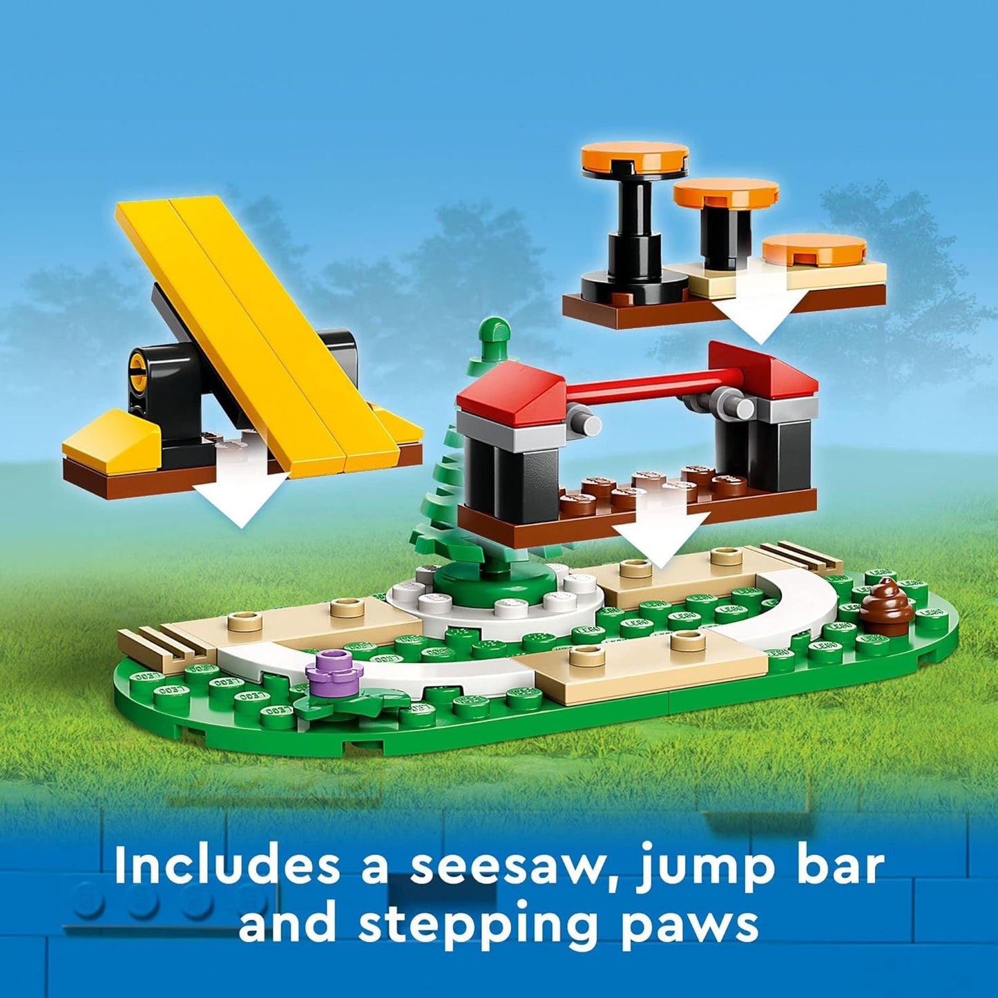 LEGO City Mobile Police Dog Training 60369 SUV Toy Car with Trailer Obstacle Course and Puppy Figures Animal Playset