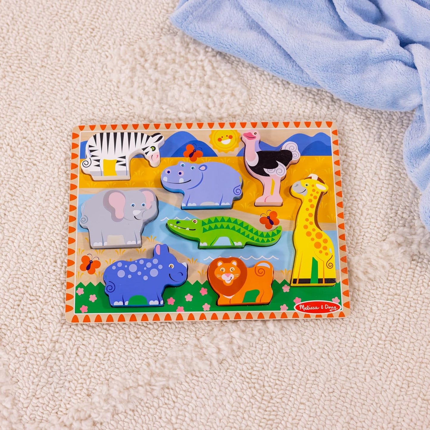 Melissa & Doug Melissa Doug Safari Wooden Chunky Puzzle - 8 Pieces - FSC Certified
