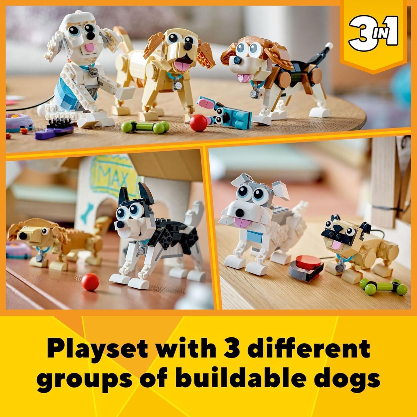 LEGO Creator 3 in 1 Adorable Dogs Building Toy Set Dog Lovers Featuring Dachshund Beagle