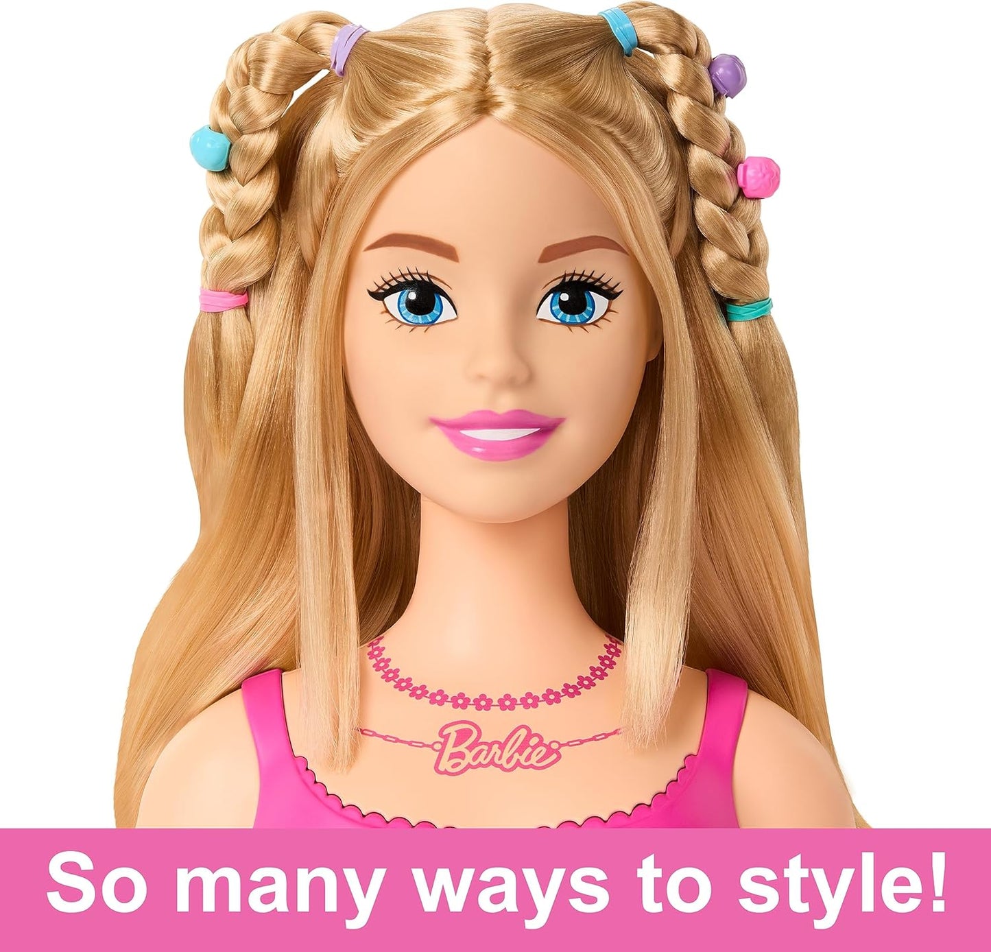 Barbie Doll Styling Head Blond Hair with 20 Colorful Doll Head for Hair Styling
