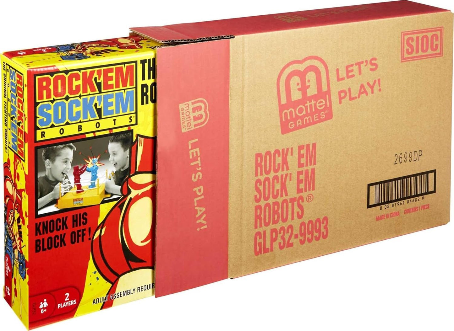 Mattel Games Mattel Rock 'Em Sock 'Em Robots Game Red Rocker vs Blue Bomber Knock His