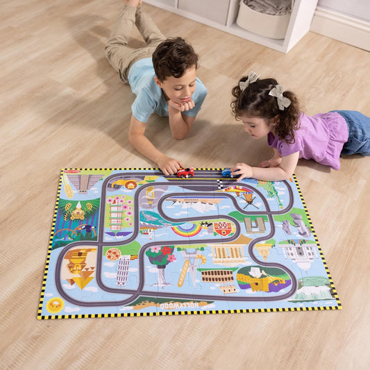 Melissa & Doug Melissa Doug Race Around the World Tracks Cardboard Jigsaw Floor Puzzle