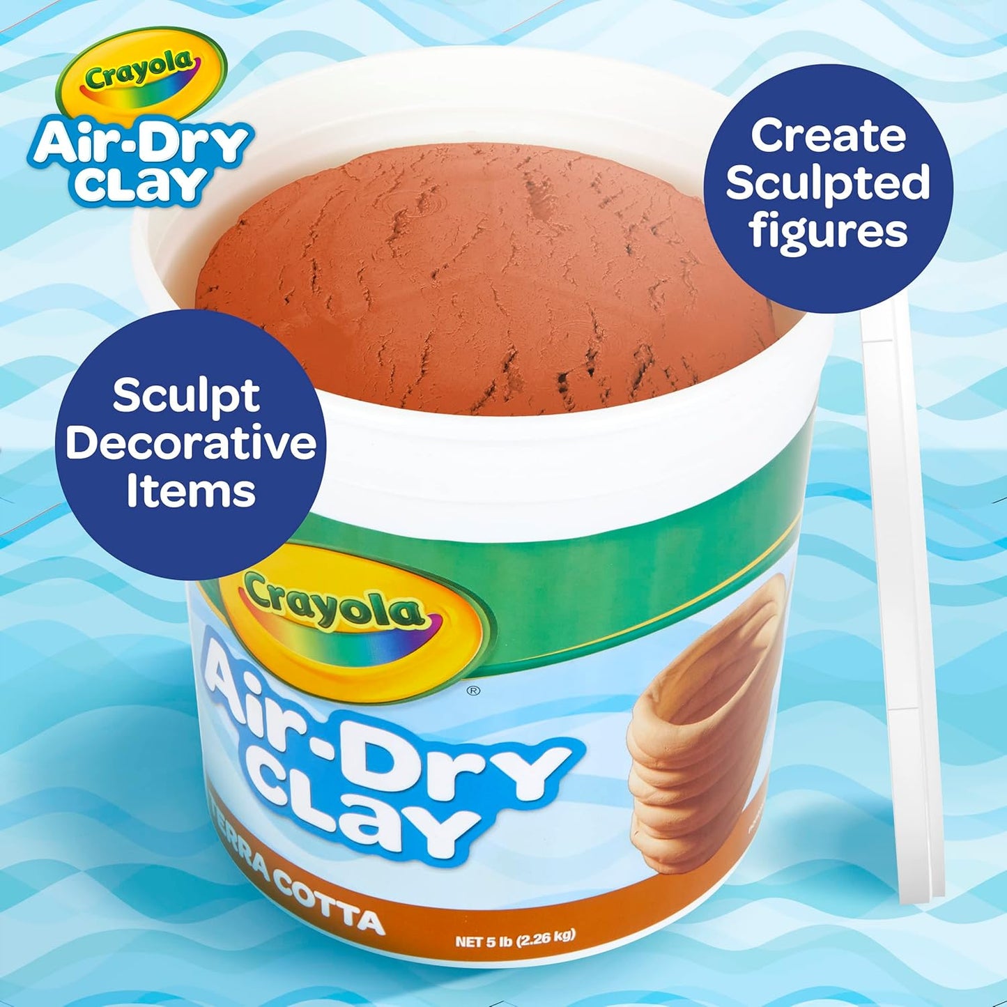 Crayola Air Dry Clay for 5lbs Reusable Bucket of Terra Cotta Clay for Sculpting Bulk Arts