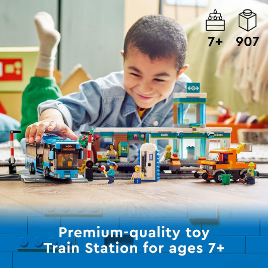 Lego City Train Station Set 60335 with Bus Rail Truck and Tracks Compatible with City