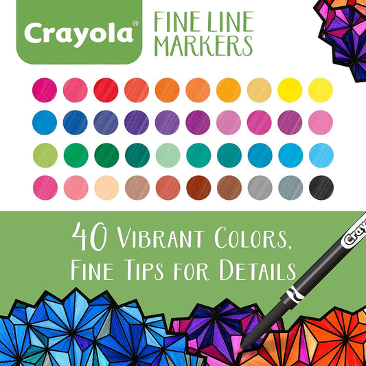 Crayola Fine Line Markers 40ct Skinny Marker Set for Adult Coloring Aesthetic Art