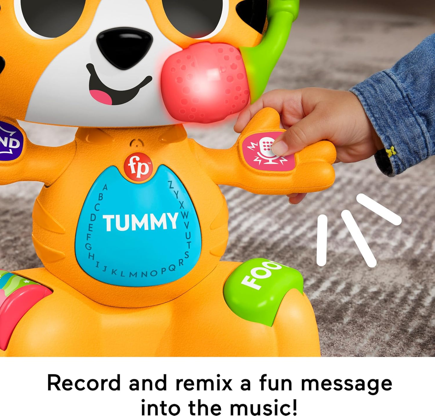 Fisher-Price Baby Learning Toy Link Squad Bop Groove Tiger with Music Lights for Ages 9