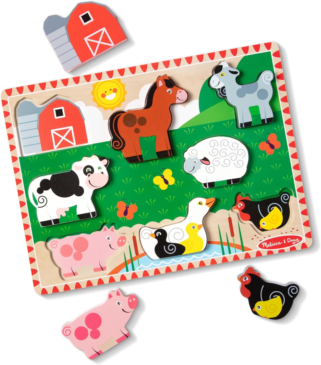 Melissa & Doug Melissa Doug Farm Wooden Chunky Puzzle 8 pcs - FSC Certified