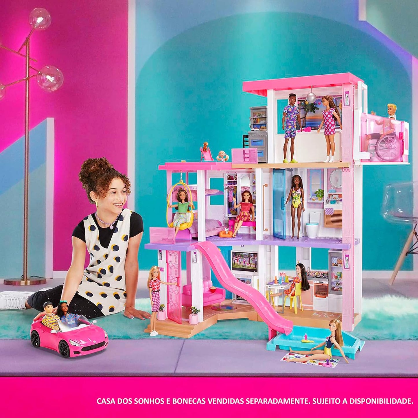 Barbie Toy Car Bright Pink Doll