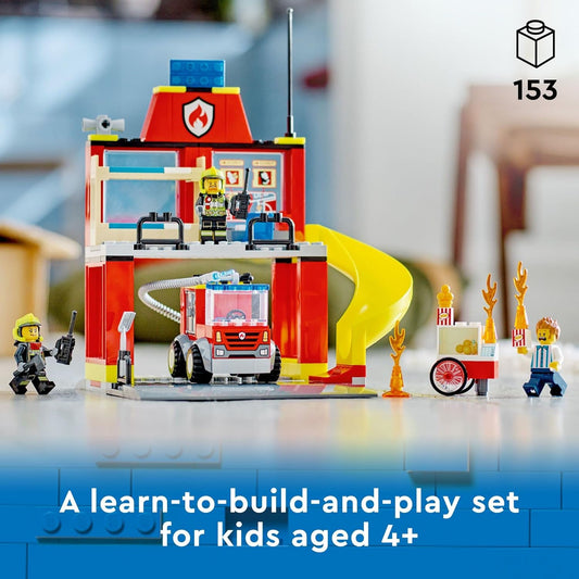 Lego City Fire Station and Fire Engine 60375 Pretend Play Fire Station with Firefighter Minifigures Educational Vehicle