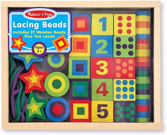 Melissa & Doug Melissa Doug Deluxe Wooden Lacing Beads - Educational Activity With 27