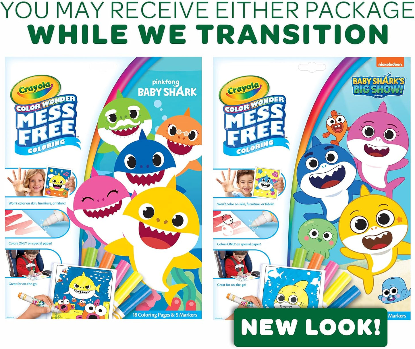 Crayola Baby Shark Color Wonder Pages Mess Free Coloring for Toddlers Coloring Activity