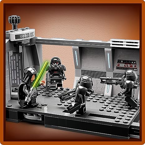 LEGO Star Wars Dark Trooper Attack Set Mandalorian Building Toy 75324 with Revolving Elevator Luke Skywalker Minifigure and Lightsaber Pretend Play Star Wars Building Set