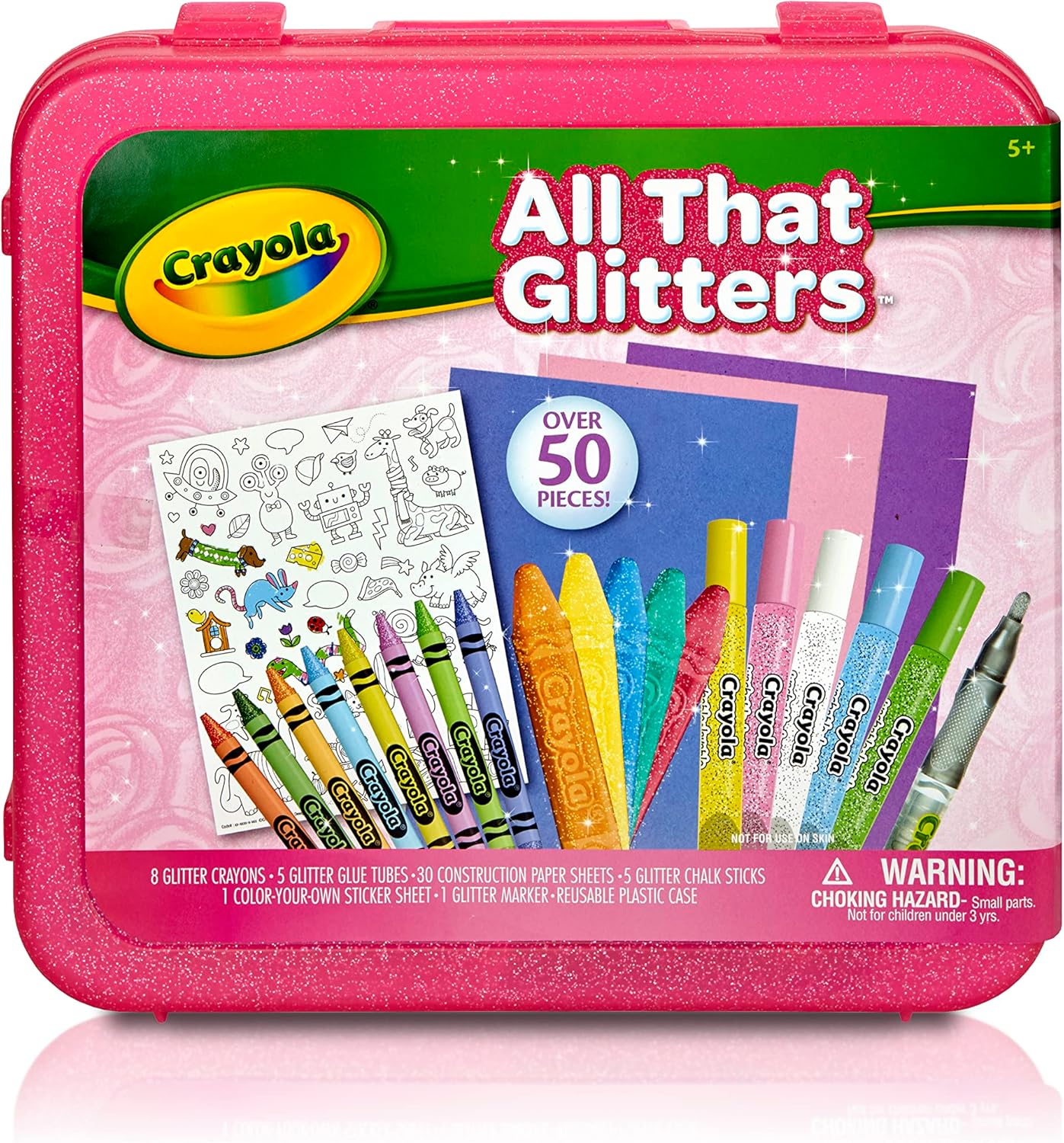 Crayola All That Glitters Art Case 50pcs Glitter Crayons Coloring Supplies Art Set Gifts