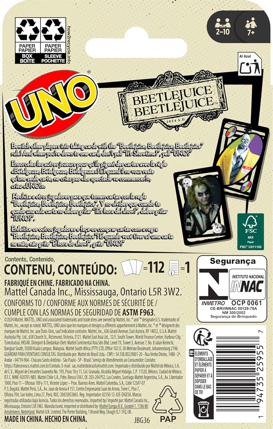 Mattel Games Mattel UNO Beetlejuice Beetlejuice Card Game
