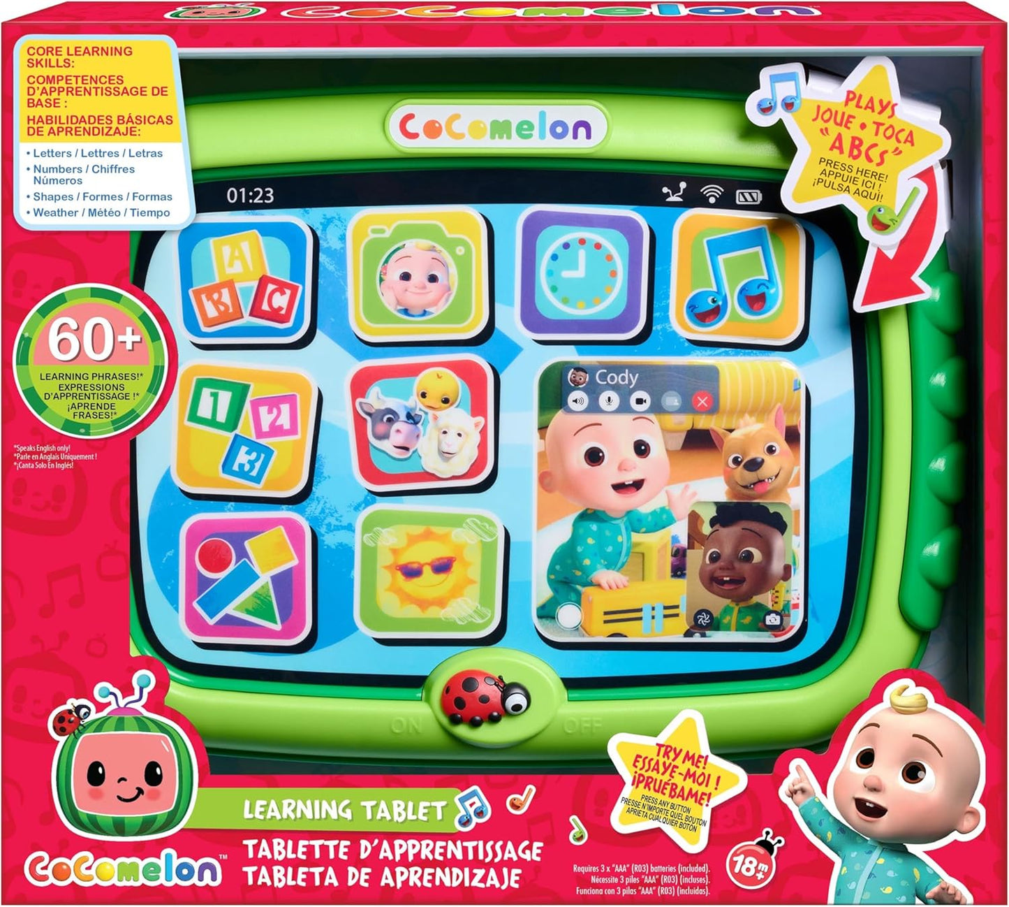 Just Play CoComelon Learning Tablet 60 Learning Phrases Sing-Along to The The Alphabet