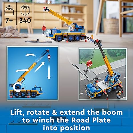 LEGO 60324 City Off-Road Crane Crane and Truck Toy with Hooks Buildable Vehicle