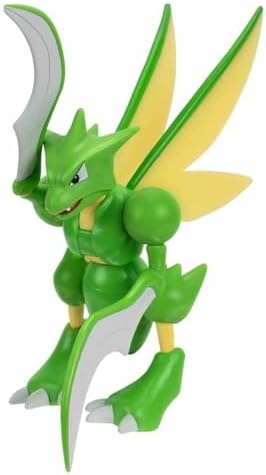 Pokemon SCYTHER Battle Feature Figure - 4.5-Inch Scyther Battle Figure with Chop Attack