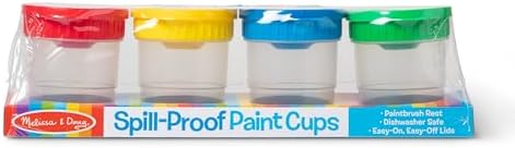 Melissa & Doug Melissa Doug Spill-Proof Paint Cups - 4-Pack Airtight Seal Snap Lids -