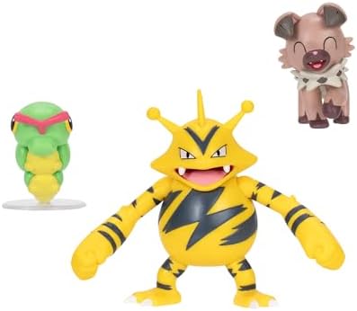 Pokemon PKW3892 Battle Figure Set Raupy Wuffels Elektek Official Figures Set