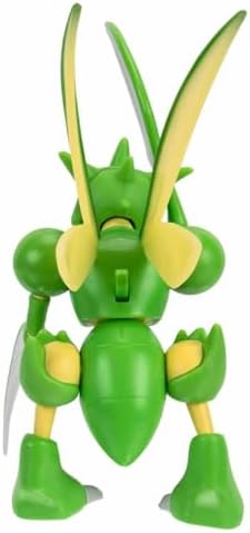 Pokemon SCYTHER Battle Feature Figure - 4.5-Inch Scyther Battle Figure with Chop Attack