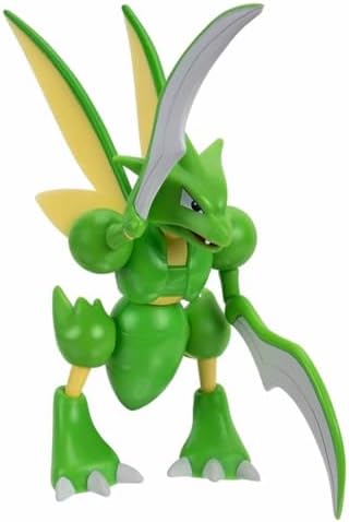Pokemon SCYTHER Battle Feature Figure - 4.5-Inch Scyther Battle Figure with Chop Attack