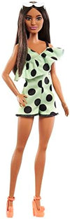 Barbie Fashionistas Doll 200 with Brunette Hair Lime Green Polka Dot Romper Barbie