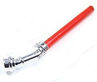 Lego Star Wars - Chrome Silver Minifigure, Weapon Lightsaber Hilt Angled with Red Wand