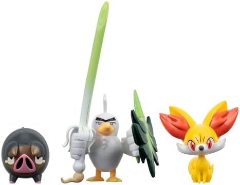 Pokemon Battle Figure 3 Pack - Features 2-Inch Fennekin and Lechonk and 3-Inch Sirfetch'd