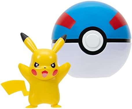 Pokemon PKW2660 - Clip 'n'Go Pokeball - Pikachu Good Ball Official Pokeball with Detailed
