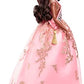 Barbie The Movie Doll President Wearing Shimmery Pink Gold Dress with Sash