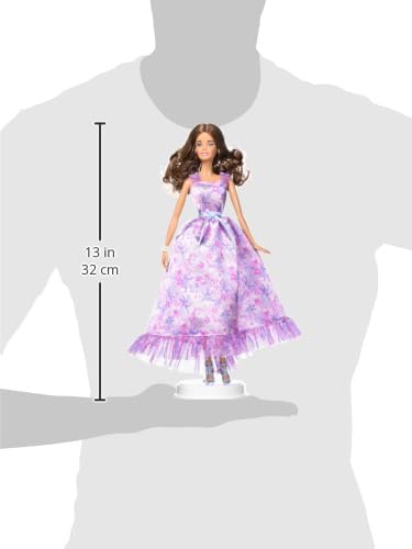 Barbie Signature Birthday Wishes Doll in Satiny Lilac Dress with Wavy Brown Hair
